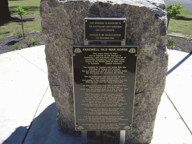 memorial is dedicated to the Australian light horsemen and their mounts