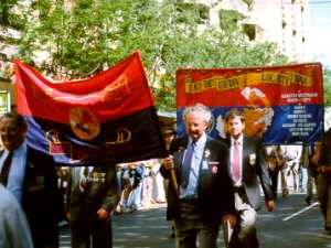 Royal Australian Artillery contingent with banners